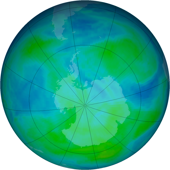 Antarctic ozone map for 02 March 1998
